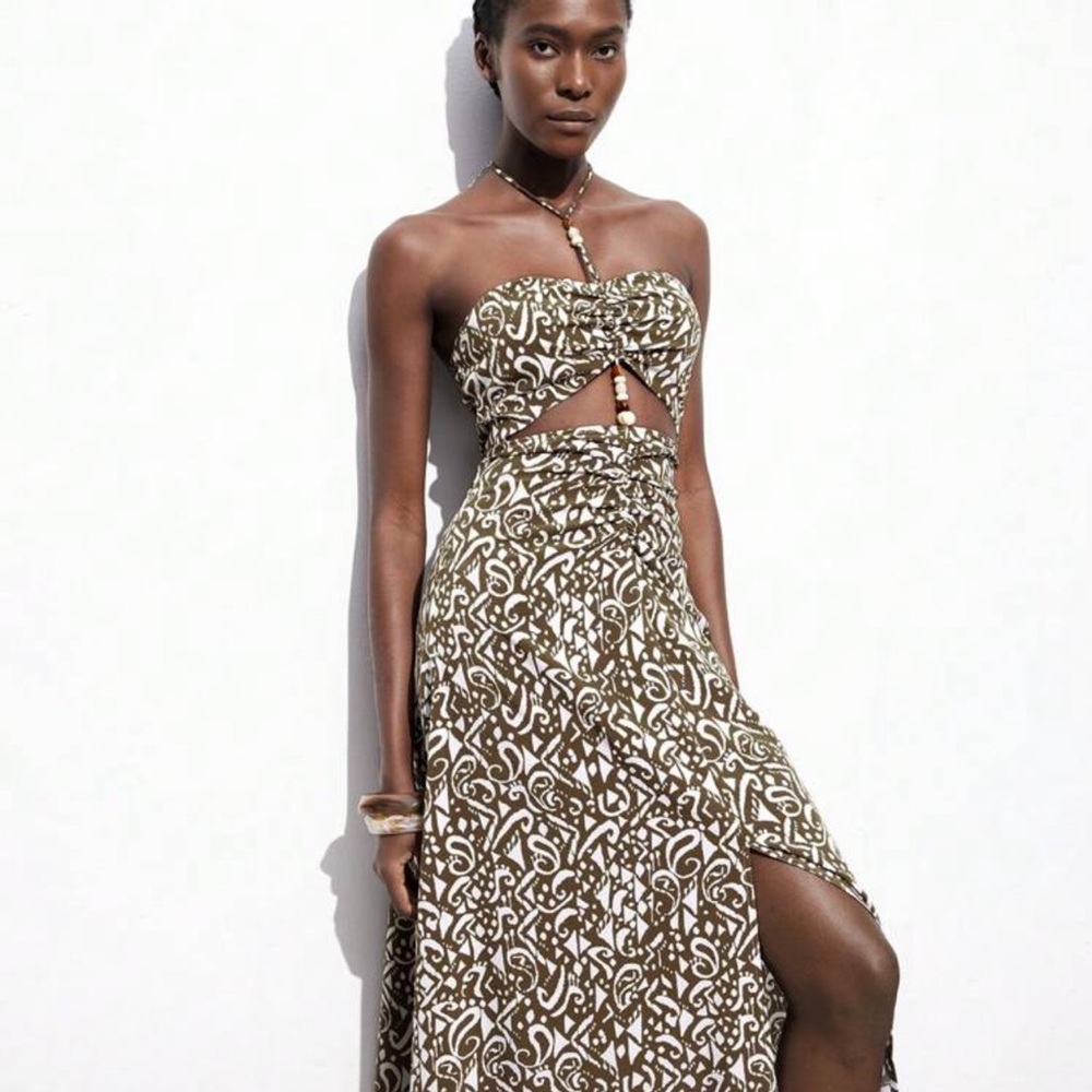 Elegant Brown Strapless Maxi Dress